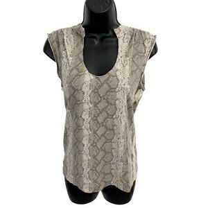 Marc Jacobs Snake Print Sleeveless Tank Top Cream Gray‎ Size Extra Small